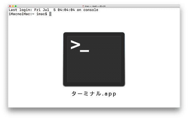 ターミナルの画面